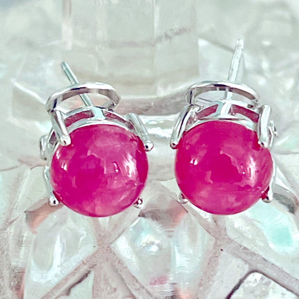 2ct Genuine Star Ruby 14KGP Earrings